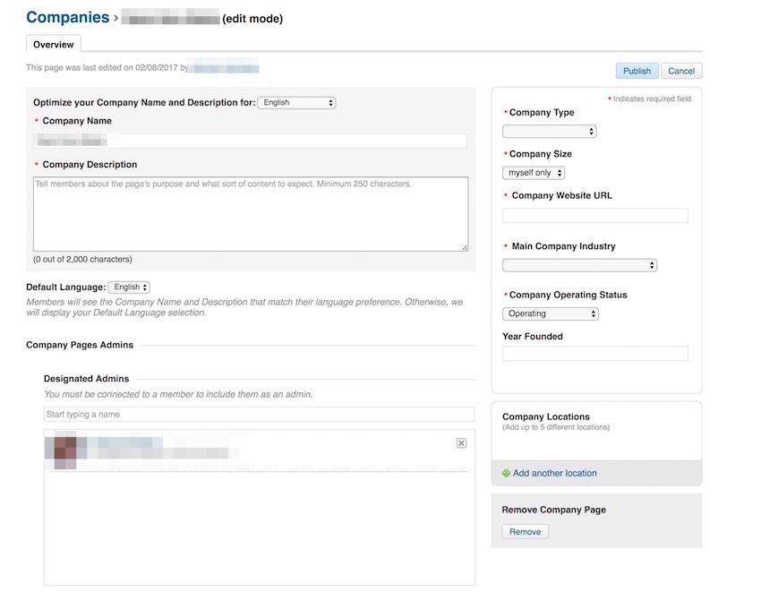 Company Setup Page 1