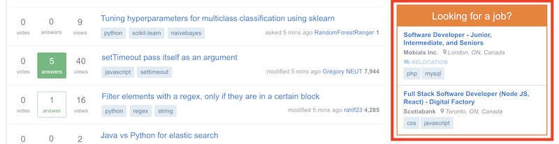 Stack Overflow Job Ad